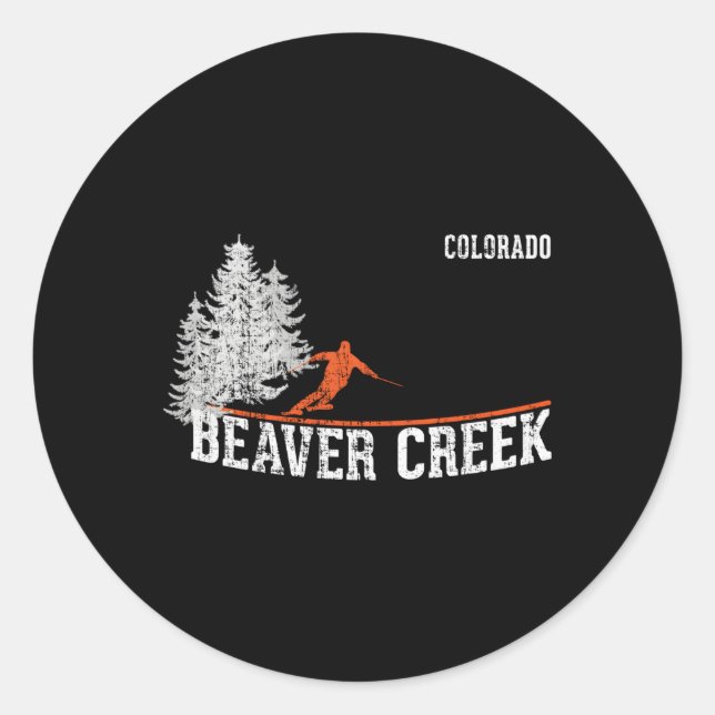 1980S Style Beaver Creek Co Skiing Classic Round Sticker (Front)
