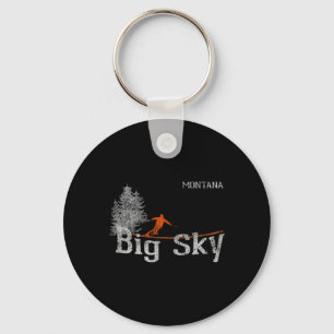 1980s Style Big Sky Montana Vintage Skiing T Shirt Keychain