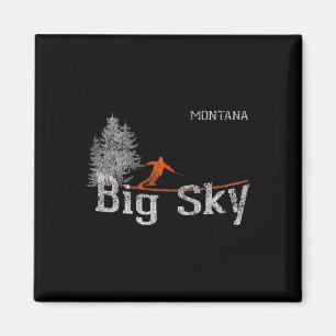 1980s Style Big Sky Montana Vintage Skiing T Shirt Magnet