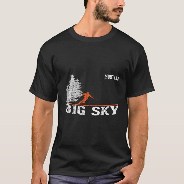 1980S Style Big Sky Mt Long Sleeve Skiing Shirt (Front)