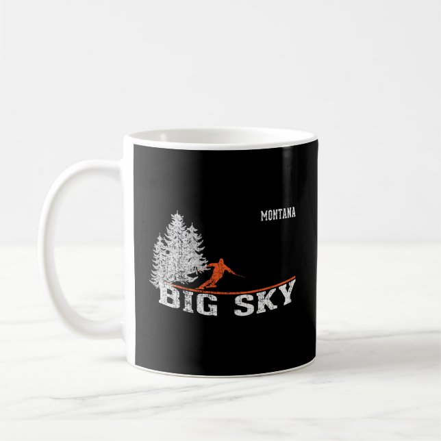 1980S Style Big Sky Mt Long Sleeve Skiing Shirt Coffee Mug (Left)