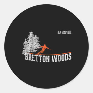 1980s Style Bretton Woods Nh Vintage Skiing Classic Round Sticker