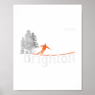 1980s Style Brighton Utah Vintage Skiing T-shirt T Poster