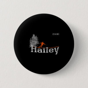 1980s Style Hailey Idaho Vintage Skiing  2 Inch Round Button