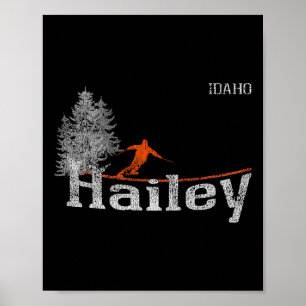 1980s Style Hailey Idaho Vintage Skiing Poster