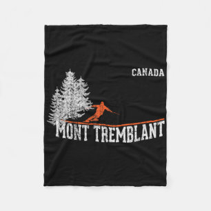 1980s Style Mont Tremblant Can. Vintage Skiing Fleece Blanket
