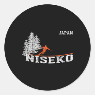 1980s Style Niseko Japan Vintage Skiing Classic Round Sticker