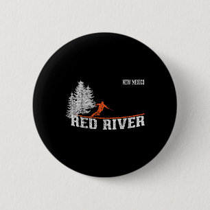 1980s Style Red River Nm Vintage Skiing 2 Inch Round Button