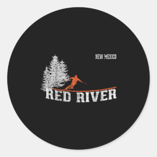 1980s Style Red River Nm Vintage Skiing Classic Round Sticker