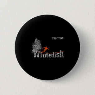 1980s Style Whitefish Montana Vintage Skiing  2 Inch Round Button
