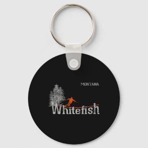 1980s Style Whitefish Montana Vintage Skiing Keychain
