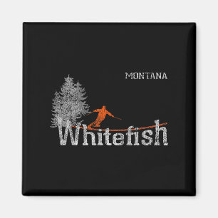 1980s Style Whitefish Montana Vintage Skiing Magnet