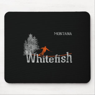 1980s Style Whitefish Montana Vintage Skiing Mouse Pad