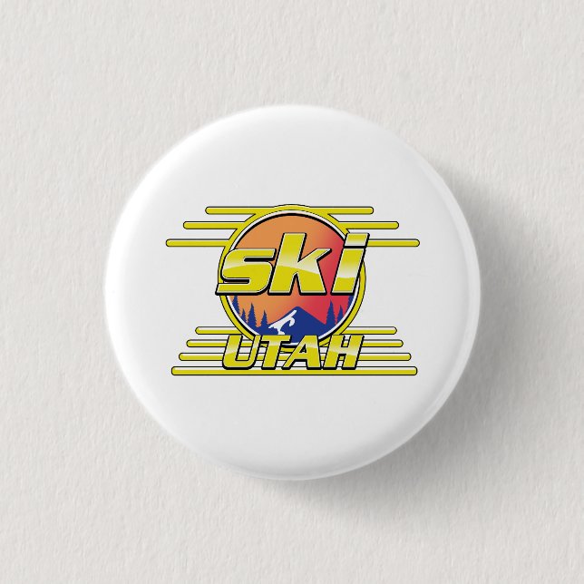 1980s Utah Ski logo 1 Inch Round Button (Front)