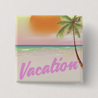 1980s vintage Vacation beach poster 2 Inch Square Button