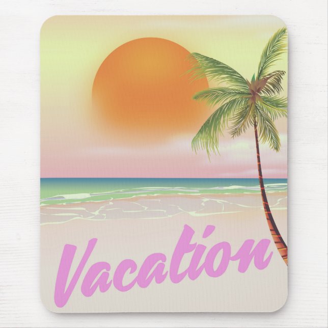 1980s vintage Vacation beach poster Mouse Pad (Front)
