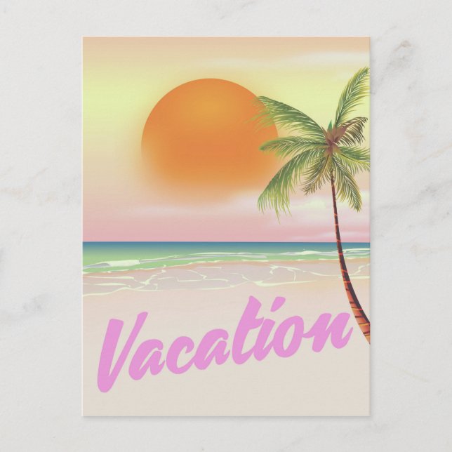 1980s vintage Vacation beach poster Postcard (Front)