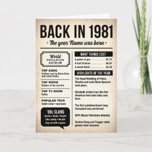 1981 Back in the Day, Fun Facts Birthday Card