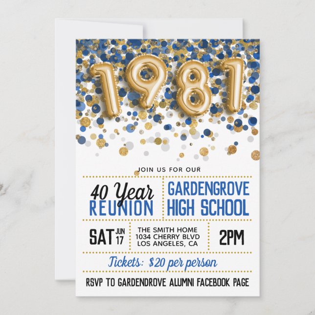 1981 High School College Reunion Invitation (Front)