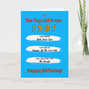 1981 Top List Birthday Card