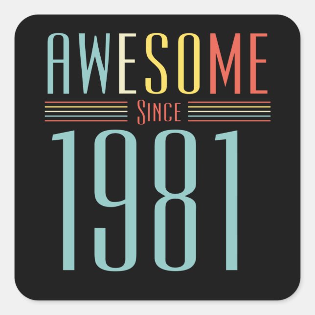 1981 Vintage Birthday Square Sticker (Front)