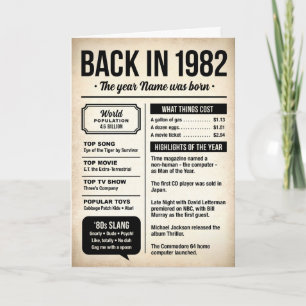 1982 Back in the Day, Fun Facts Birthday Card