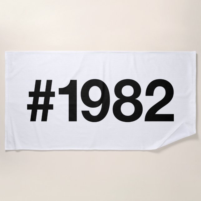 1982 Hashtag 43 Birthday Anniversary Beach Towel (Front)