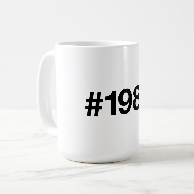 1982 Hashtag 43 Birthday Anniversary Coffee Mug (Front Left)