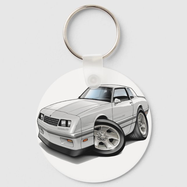 1983-88 Monte Carlo White-Grey Car Keychain (Front)