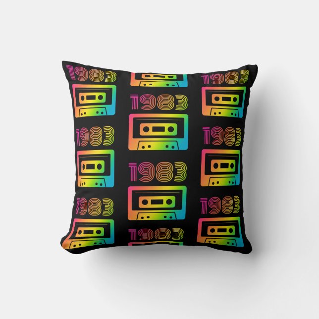 1983 Retro Throw Pillow (Front)