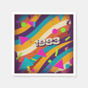 1983 - Retro Vintage 80s Neon Geometric - Napkin