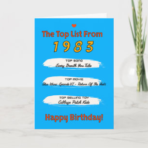 1983 Top List Birthday Card