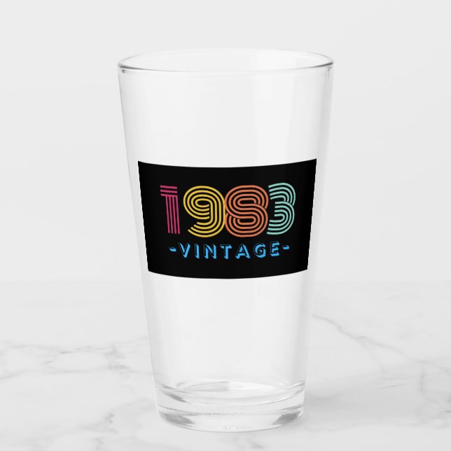 1983 Vintage Beer Glass- Gift- Retro Glass (Front)