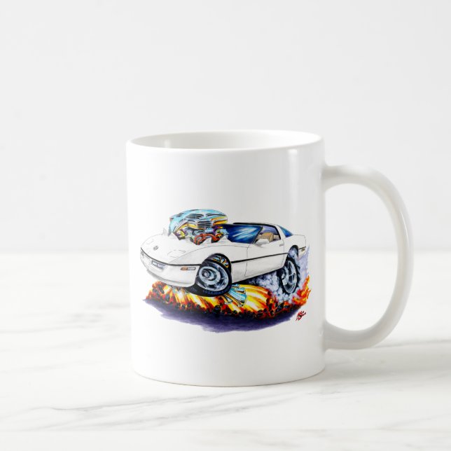 1984-93 Corvette White Car Coffee Mug (Right)