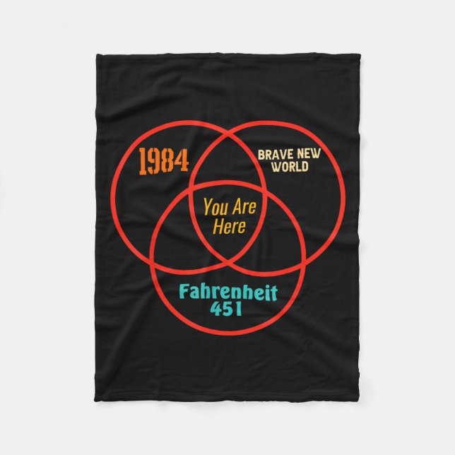 1984 Brave New World You Are Here Fahrenheit 451 A Fleece Blanket (Front)