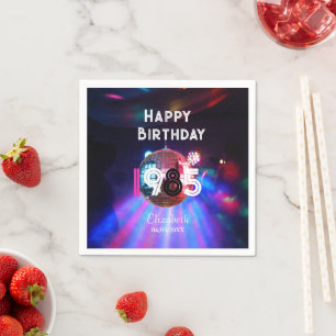 1985 Disco Ball 40th Birthday Party Invitation Napkin