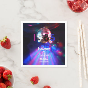 1985 Disco Ball 40th Birthday Party Invitation Napkin