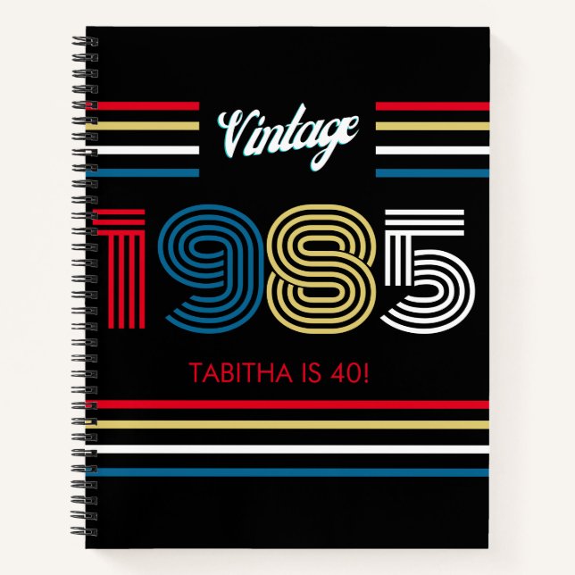 1985 Numéros de bande rétro 1985 Carnet spiral (Devant)