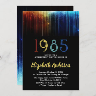 1985 Retro 40th Birthday Party Customizable Invitation