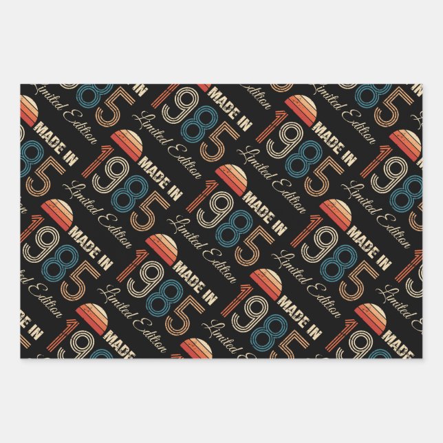 1985 Vintage 40th Birthday Wrapping Paper Sheet (Front)