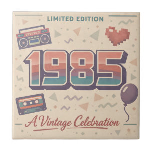 1985 Vintage Birthday Ceramic Tile – Retro 80s 