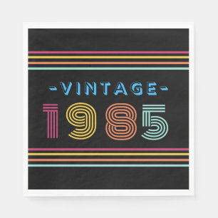 1985 Vintage Retro Stripe Neon Bright Napkins