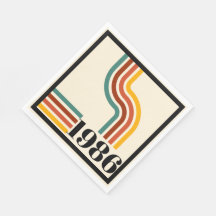 1986 40th Birthday Retro Stripe Vintage