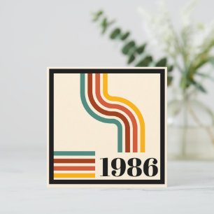 1986 60th Birthday Retro Stripe Vintage  Invitation