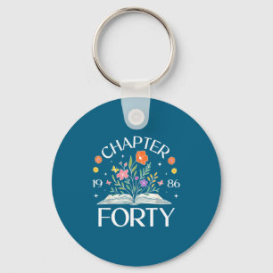 1986 Chapter Forty 40th Birthday Wildflower Book 4 Keychain