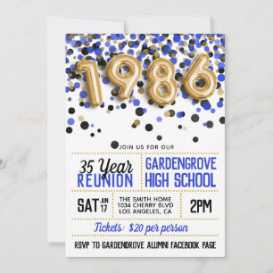 1986 High School College Reunion Invitation
