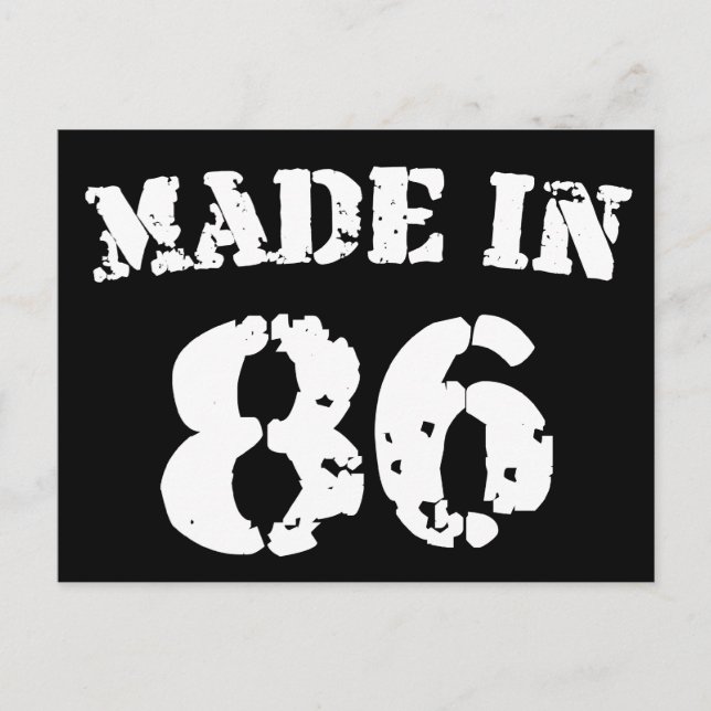 1986 Made In 86 Postcard (Front)