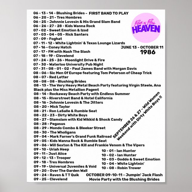 1986 PART 1 - ROCK'N'ROLL HEAVEN POSTER (Front)