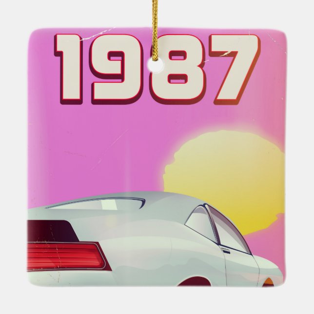 1987 sportscar poster ceramic ornament (Back)