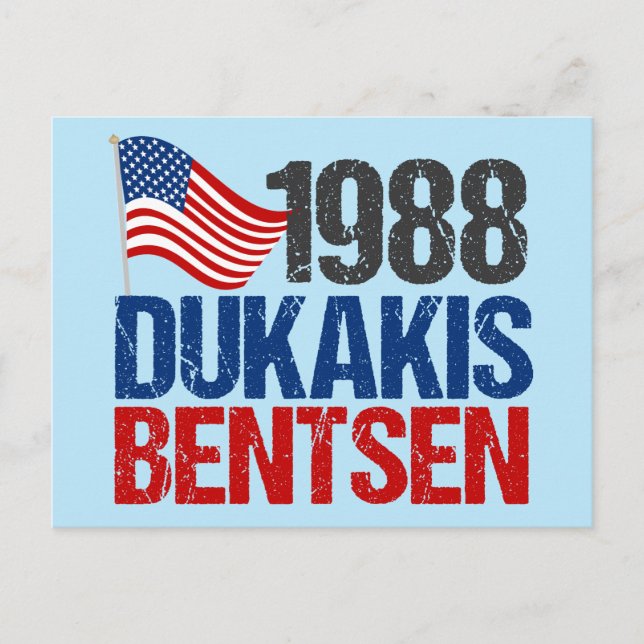 1988 Dukakis Bentsen Funny Retro Election Postcard (Front)